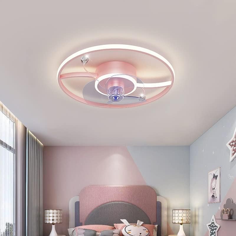 מאוורר תקרה של זלורד לילדים עם אור לבנות חדר שינה מקורה דקורטיבי 19.6 תאורה מאוורר תקרה ורוד