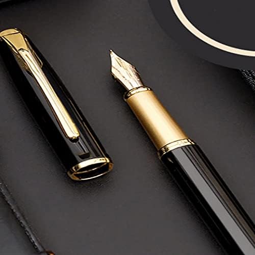 עט מזרקה Qwerty שחור מתכת שחור ציפורן 0.4 ממ קליפ זהב כתיבת דיו עט עבור כלי כתיבה של בית הספר למשרד