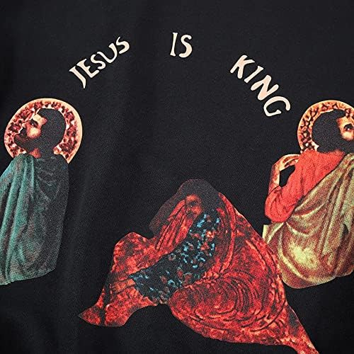 סווטשירטים של היפ הופ לגברים ישו הוא המלך שיקגו סווטשירט גרפי סוודר מודפס סוודר קפוצ'ון שרוול ארוך