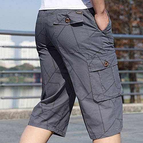מכנסיים קצרים לגברים של YMOSRH קיץ כושר מזדמן בקיץ פיתוח גוף מכנסי כיס מודפסים מכנסיים קצרים