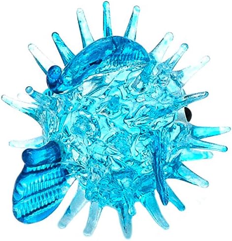 פשטת זכוכית מפוצצת ביד דג פוח כחול דג בעבודת יד מיניאטורה חיה
