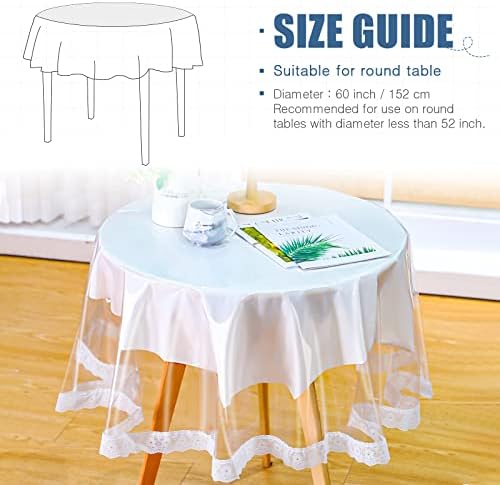 5 חתיכות ברור ויניל עגול שולחן מגן על שולחן עמיד למים כיסוי שולחן עם תחרה PVC שולחן עגול שולחן עגול למסיבה ביתית