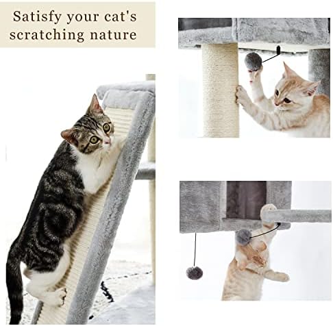 גרט חתול חתלתול גרוד עץ עם צעצוע עכבר למעלה רמת מיטת עבור מרגיע שריטה סיסל למשחק