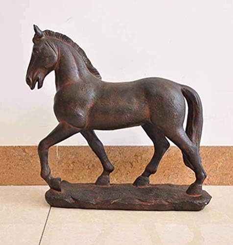פסל סוסים דקורטיבי, פסל סוס מלחמה רטרו דגם ביתי גן חצר חצר חיצונית ייחודית קולט יצירתי קולט