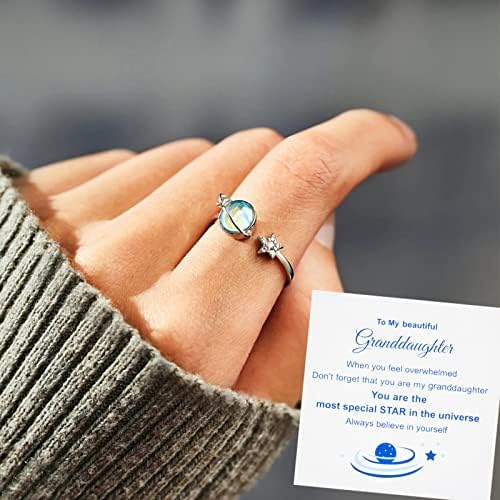 Fopaxdof לנכדתי היפה טבעת טבעת טבעת חרדה לבת ספינר קושט טבעת לחץ טבעת מסתובבת כוכבי לכת מתכווננים טבעות