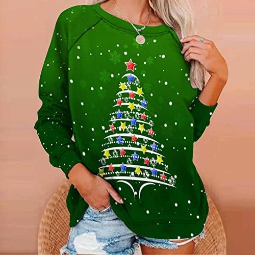 נשים סווטשירטים צווארון אופנה 2023 סוודר חג המולד לשרוול ארוך לשנה ארוכה מדליקים את חולצות החולצה החמודות