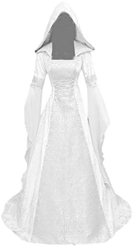 צפותים מימי הביניים שמלה, נשים בציר סלעית מכשפה גלימת שמלת חצוצרת שרוול מימי הביניים חתונה שמלת ליל