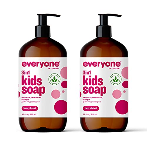 כולם לכל גוף סבון לילדים 3 ב -1, שטיפת גוף, אמבט בועות, שמפו, 32 אונקיה, פיצוץ פירות יער, ניקוי קוקוס עם