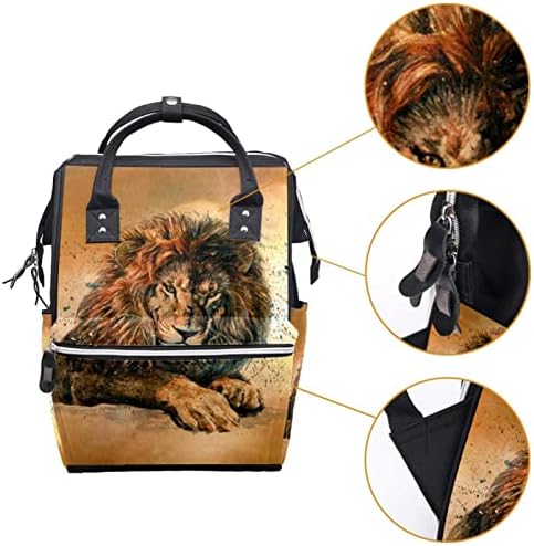 תרמיל נסיעות Guerotkr, תיק חיתולים, שקיות חיתול תרמיל, אמנות רטרו אריה של בעלי חיים