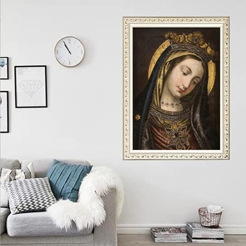 ערכת ציור צביעת יהלומים מלאה של F-Canlan, 5D Diy Virgin Mary ציור יהלום עם Gem Gem Giamond Art ציור ציור