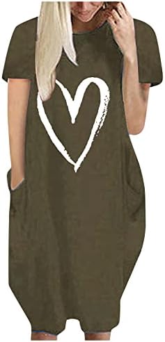 2023 נשים לב שמלות אופנה קצר שרוול צווארון עגול בתוספת גודל רופף מזדמן כיס סוודר שמלת החוף קיצי