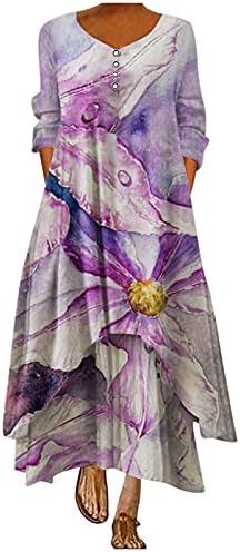 שמלות חג נלומוק לנשים וינטג 'פלוס גודל 3/4 שרוול בוהו סולידי שמלת מקסי ארוכה רופפת קיץ מזדמן חוף שינה.