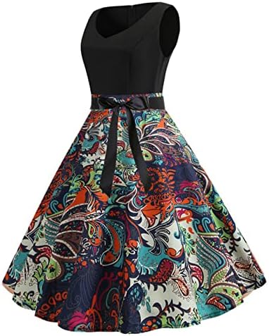 שמלת פלוס גודל לנשים אלגנטיות של שנות ה -50 מזדמנים נשים נשים ללא שרוולים קוקטייל הלטר שמלת שנות החמישים