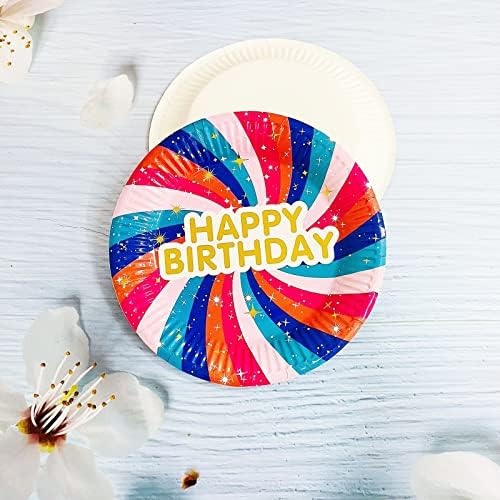 20 יחידות יום הולדת שמח נייר צלחות יום הולדת שמח חד פעמי נייר צלחות 7 אינץ עוגת צלחות עבור