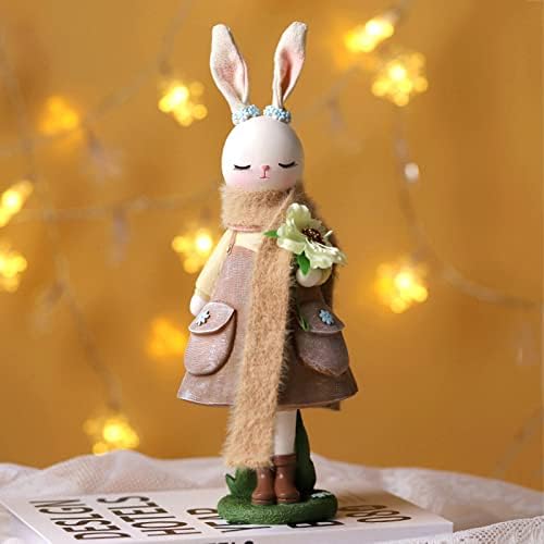 קישוט לחג המולד בת מצוירת ארנב ארנב חמוד שולחן שולחן שרף קישוטים