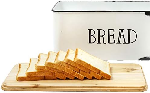 בית חווה לחם תיבת עבור מטבח השיש מתכת לבן כיכר לחם אחסון מיכל גדול בציר סל רטרו כפרי דלפק תיבת לחם