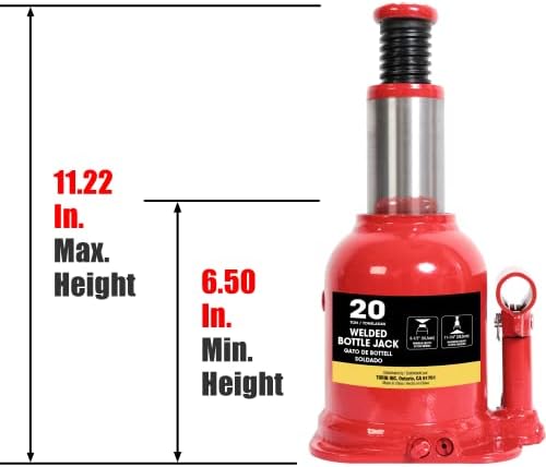 אדום גדול 20 טון טורין מרותך הידראולי סטאבי ג ' ק בקבוק פרופיל נמוך, אדום, את92007