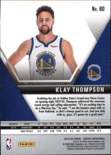 2019-20 Panini Mosaic 80 Klay Thompson Golden State Warriors NBA כרטיס מסחר בכדורסל