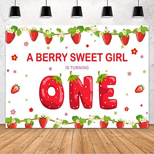מהופונד נושא תות מתוק 1 רקע קישוט למסיבת יום הולדת ראשונה לילדה מתוקה של פירות יער בן שנה צילום רקע עוגת
