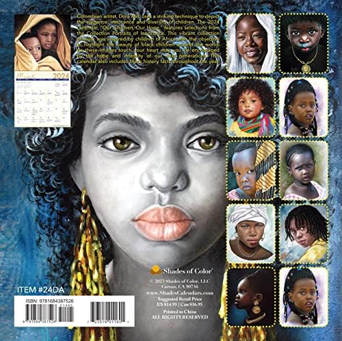 2024 לוח שנה קיר חודשי אפריקני אמריקני, גווני צבע: ילדינו - התקווה שלנו, הדגשת התרבות השחורה באמצעות