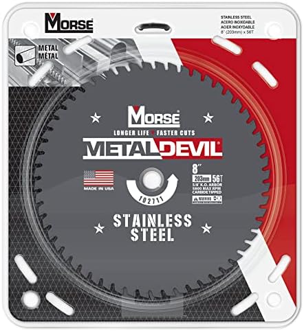 Morse Metal Devil CSM856FSSC, להב מסור מעגלי, קרביד מוטה, חיתוך נירוסטה, 8 אינץ ', 1 חבילה