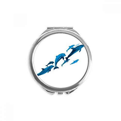 דולפין גדול קטן יד קומפקטי מראה עגול נייד כיס זכוכית
