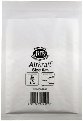Jiffy JL-0 140 ממ x 195 ממ מרופד בועה מרופדת ושקיות דואר של AirKraft, לבן, חבילה של 100