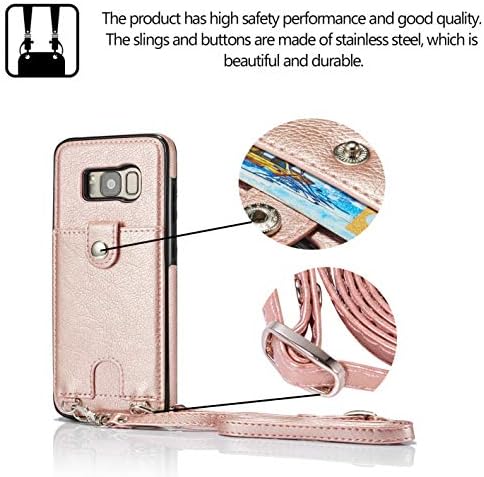 Defbsc Samsung Galaxy S8 Plus Crossbody ארנק מארז, מארז עור פרימיום עם רצועת קרוס-גוף מתכווננת ניתנת לניתוק