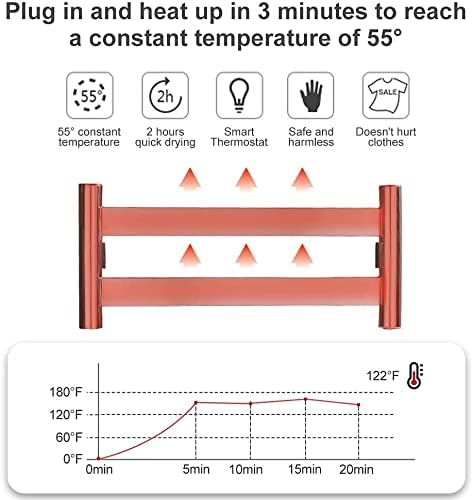 ESGT מגבת מחוממת יותר, 2 מוטות קיר מתלה מגבות חשמלי רכוב מעקה מגבת מחומם לחשמל לייבש מגבות