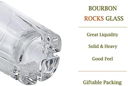 בוטהרן ויסקי סלעים זכוכית סט של 2-ברור שתיית כוס עם כבד מוצק בסיס-טוב עבור בורבון ג ' ק דניאלס טנסי