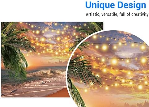 8 על 6 רגל שקיעה חוף רקע טרופי ים קיץ דקל עץ הוואי נוף רקע חתונה חג אלוהה תינוק מקלחת ספקי