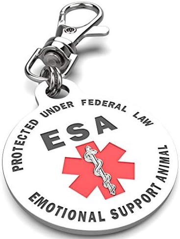 K9king תמיכה רגשית דו -צדדית חיה ESA תגי ESA אדום סמל התראה אדומה ומוגנת על ידי החוק הפדרלי 1.25 אינץ 'מזהה. לעבור
