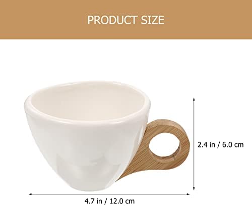 המוטון 2 יחידים קפה קרמיקה עם ידית עץ, כוס קפה של 150 מל/5oz כוס שתייה כוס אספרסו