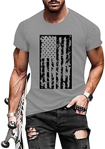 חייל UBST חולצות שרוול קצר עבור גברים, 4 ביולי רטרו דגל אמריקאי חולצת טריקו של שריר קיץ דק-כושר טופ