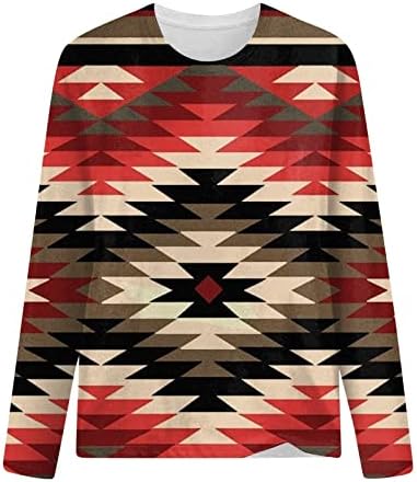 חולצות מערביות מערביות נופלות אצטק שרוול ארוך צמרות טיול בגדים אתניים אמריקאים ילידי סוודר צווארון