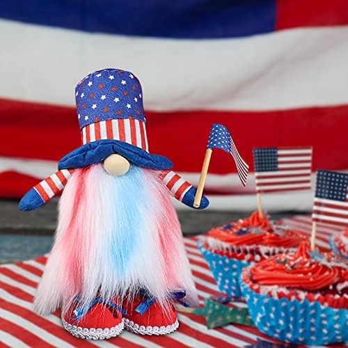 Apodty Gnome Julys מגש דגל רביעי gnome קישוט גנום אמריקאי של קישוט שולחן עבודה פטריוטי