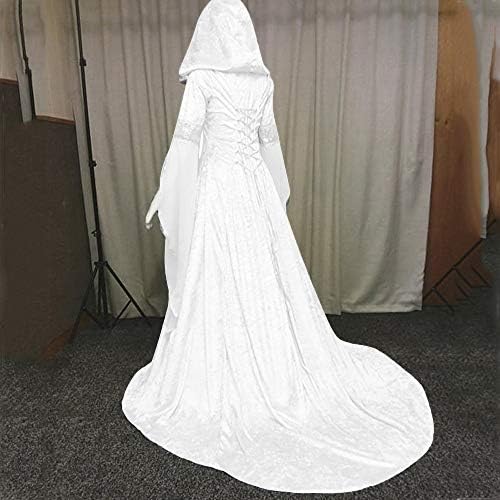 צפוטים שמלת וינטג ' לנשים, רטרו שמלת תחפושת רנסנס מימי הביניים קוספליי מעל שמלה שרוול חצוצרה