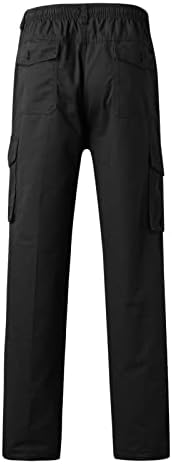 Douhen Slim Fit מכנסי מטען לגברים כותנה גברים בתוספת כיס גודל מכנסי מותניים אלסטיים מוצקים