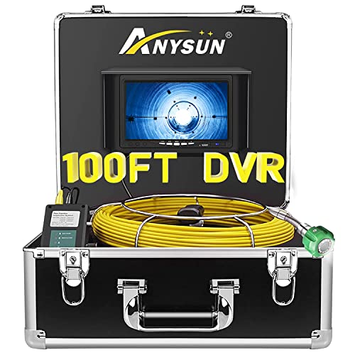 מצלמת ביוב 100ft, Anysun Drain Sober Endoscope תעשייתי מערכת אינסטלציה וידאו עם צג LCD בגודל 7 אינץ