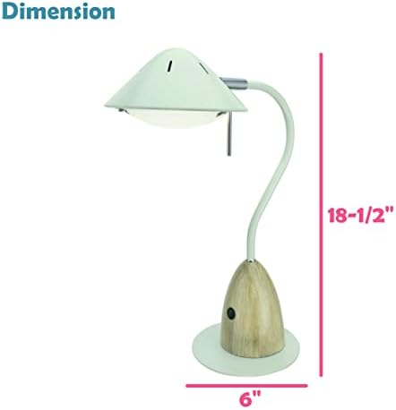 Aspen Creative 40102-1A מנורת שולחן LED לעומק, עיצוב מודרני של 7W עם גימור גרגר עץ, 18 1/2 אינץ ', לבן