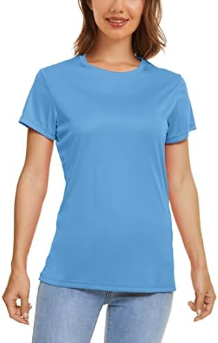חולצת טריקו עם שרוול קצר של Magcomsen לנשים מהירות UPF 50+ אימון אתלטי אימון יוגה יוגה טיי ביצועים