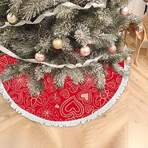 חצאיות עץ חג המולד של Xollar גדולות 48 אינץ 'לבבות אדומים, קישוטי חג המולד מקורה חיצונית מחצלת עץ