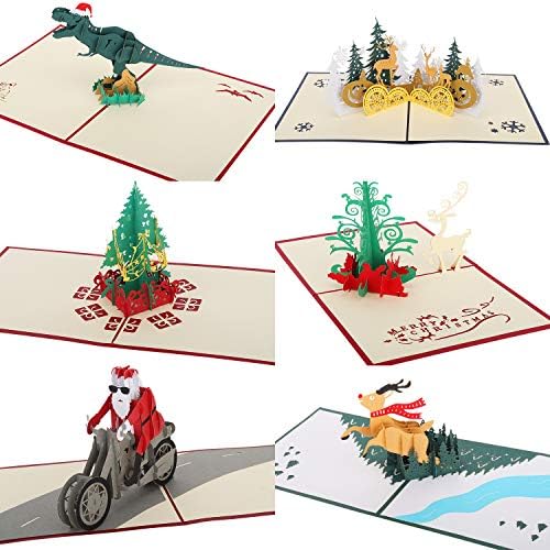 מוקו 3ד כרטיסי חג המולד, 6 חבילה פופ עד חג המולד ברכה תודה כרטיס לילדים, אמא ואבא תכונה עץ חג