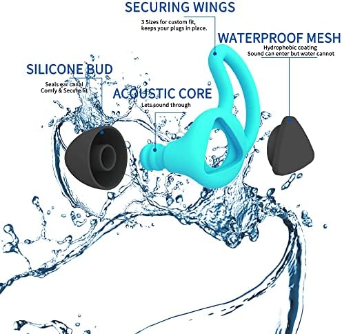 תקעי אוזניים לשחייה, 2 זוגות לשימוש חוזר תקע אוזניים לשחייה מבוגרים, אטמי אוזניים אטומי מים אטומים