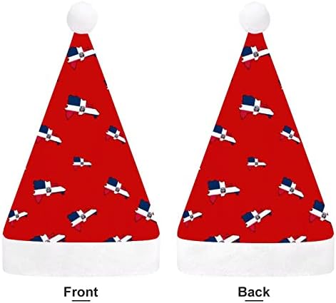 הרפובליקה הדומיניקנית מפת דגל חג המולד כובע סנטה קלאוס כובעי קצר קטיפה עם לבן חפתים לגברים נשים חג