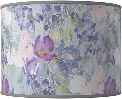 בכריכה קשה תוף ז 'יקלה הדפסת מנורת צל אביב פרחים סגול כחול בינוני 15.5 למעלה איקס 15.5 תחתון איקס 11 גבוהה עכביש