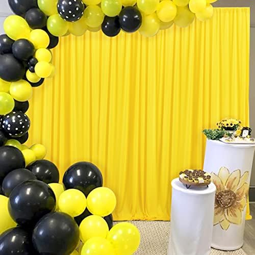 10 רגל על 7 רגל צהוב וילון רקע למסיבות צהוב קמטים משלוח רקע וילונות פנלים למסיבת יום הולדת תינוק מקלחת חתונה