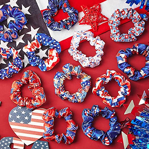 24 חתיכות פטריוטית שיער גומיית עצמאות יום פצפוצי אמריקאי דגל כוכב לב שיער פצפוצי 4 יולי פצפוצי שיער אלסטי