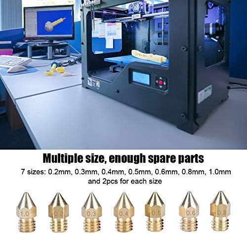 Ashata 14 PCS 7 מידות פליז פליז 3D מדפסת מדפסת, מדפסת תלת מימד ראש הדפסת כלים DIY רכיב חלקי חלקי