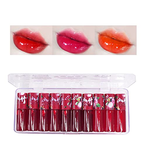ברור גלוס עבור בנות 8-12 סט של 10 שפתיים זיגוג פירות שפתיים זיגוג יצירתי לשימוש יומיומי קטיפה נוזל שפתון
